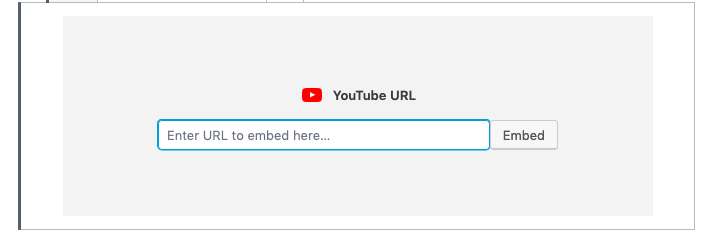 the YouTube embed block